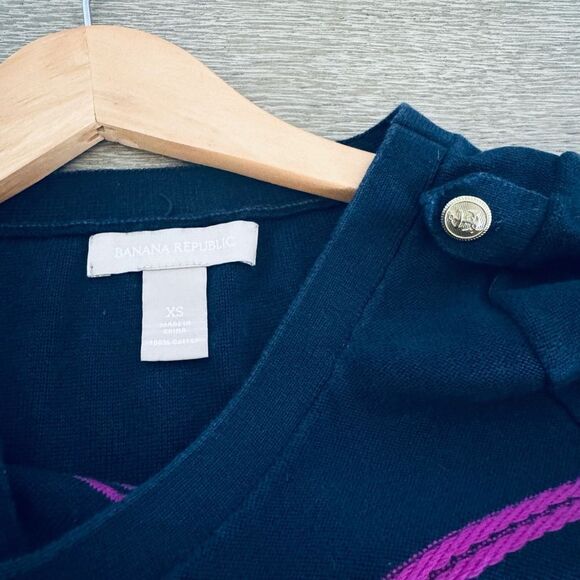 Banana Republic Navy Blue Nautical Stripe Knit Sweater Top XS - Picture 3 of 3